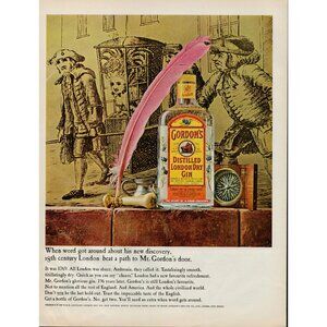 1965 Gordon's Distilled London Dry Gin Vintage Print Ad (L17)